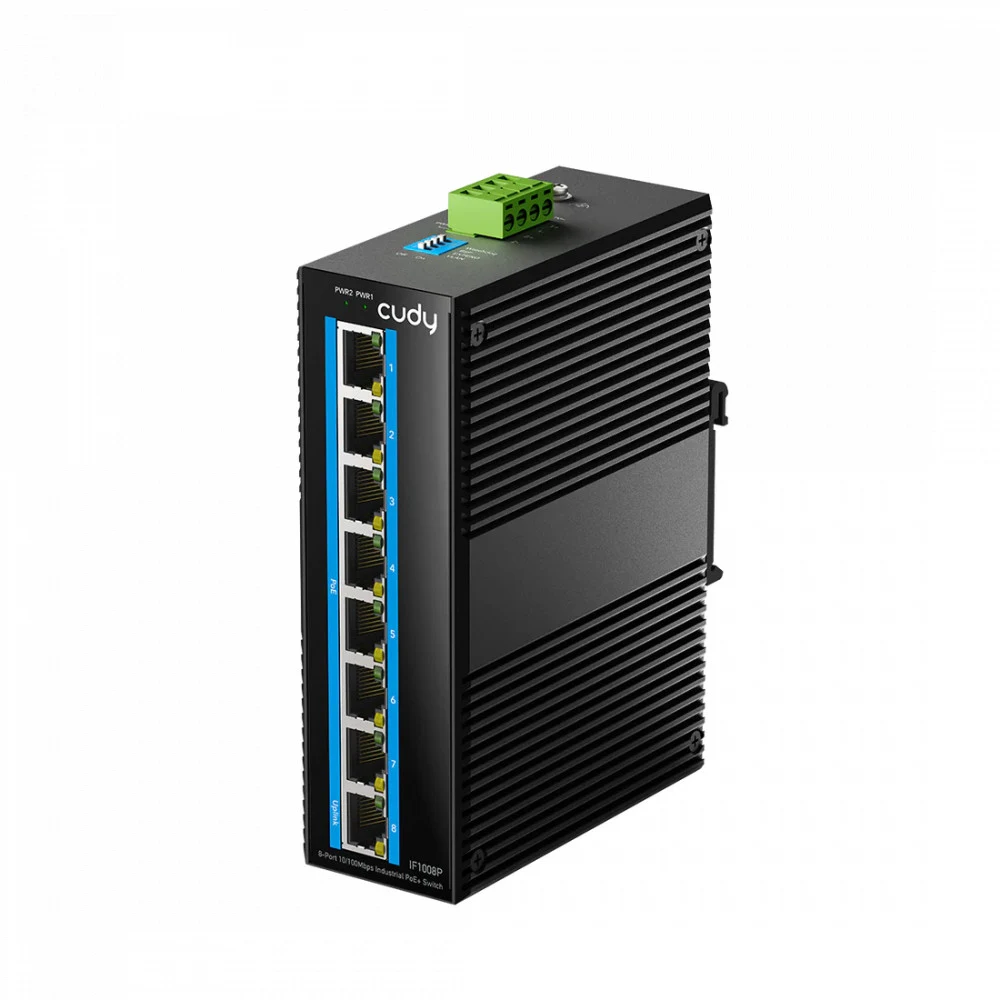 Промышленный коммутатор/ 8-Port 10/100M Aluminum Industrial PoE+ Switch, 8 10/100M Ports, 802.3at/af, Din-rail design, Power supply: DC 9.6~57V work temperature:-40°C-75°C, Power Adapter Not Include