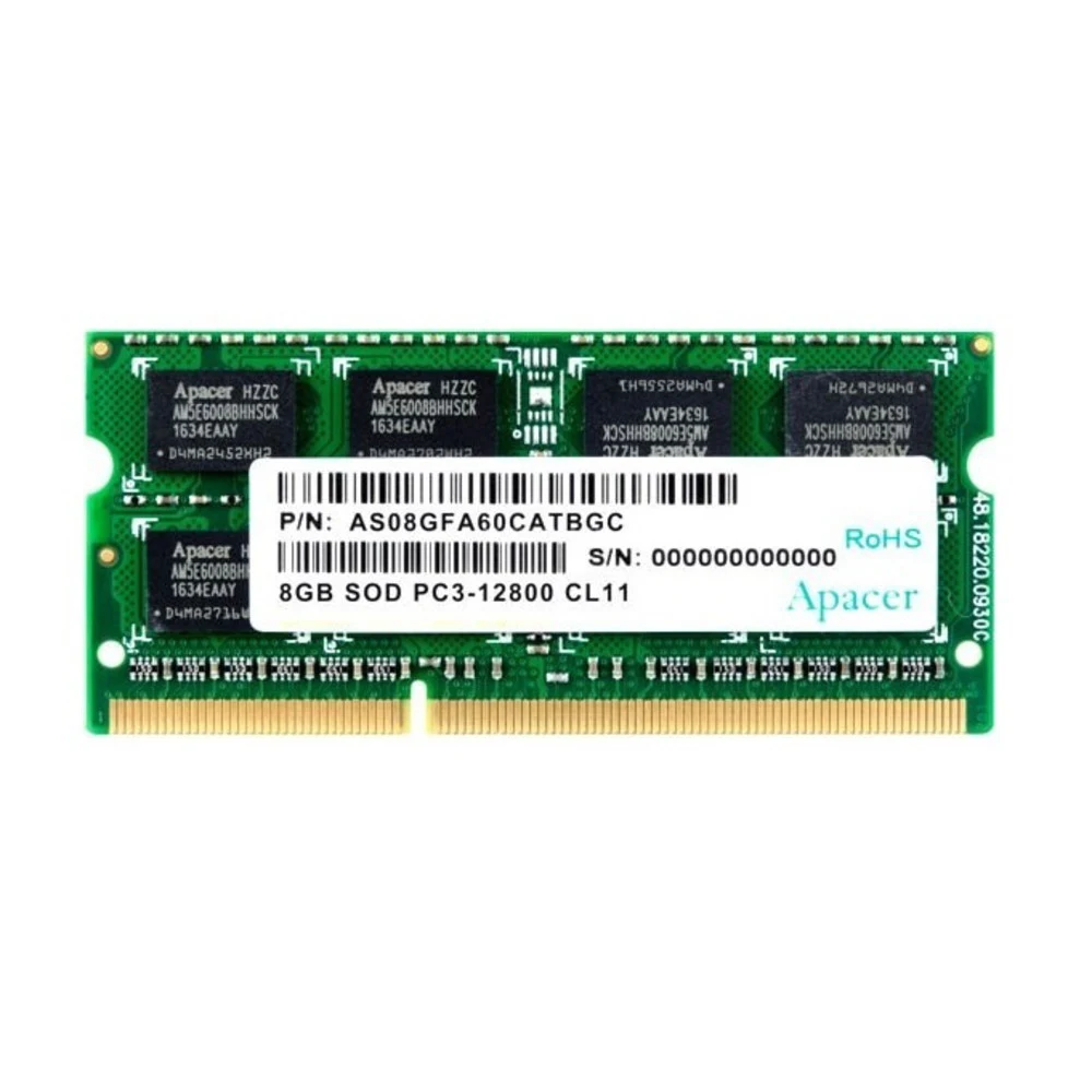 8GB Apacer DDR3 1600 SO DIMM DS.08G2K.KAM AS08GFA60CATBGC, Non-ECC, CL11, 1.5V, 2R, 512x8, RTL (886897)