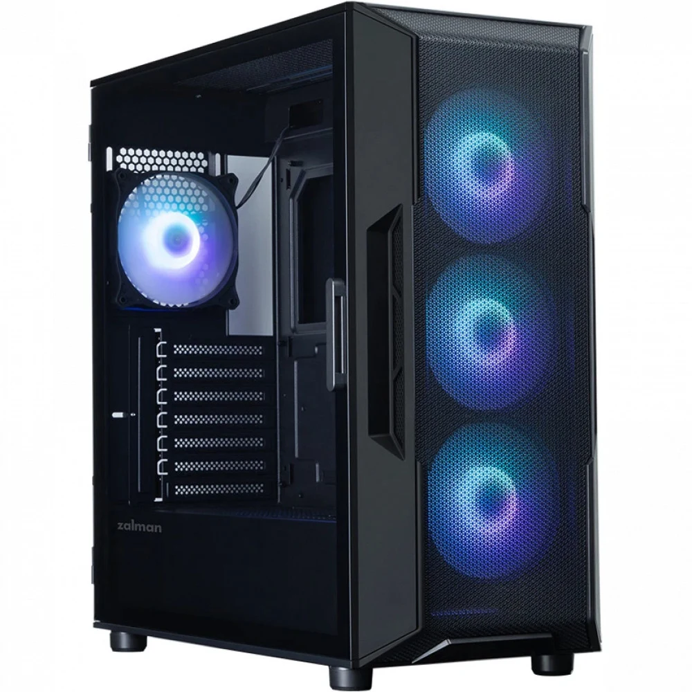 корпус ZALMAN I3 NEO ARGB V2 BLACK, ATX, BLACK, FRONT MESH, WINDOW, 2x3.5", 3x2.5", 1xUSB2.0, 2xUSB3.0, 1xUSB Type-C, FRONT 3x120mm ARGB, REAR 1x120mm ARGB
