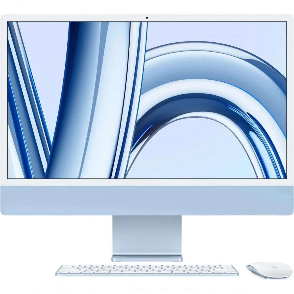 Моноблок Apple iMac A2874 24" 4.5K M3 8 core (4) 8Gb SSD256Gb 8 core GPU macOS WiFi BT 143W клавиатура мышь Cam синий 4480x2520