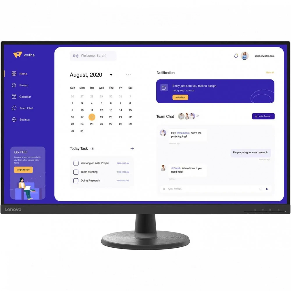 Монитор 31.5" Lenovo D32u-45, Black, VA, 3840x2160@60Hz, 250кд/м2, 3000:1, 4ms, 2xHDMI, DP