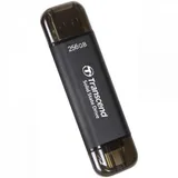 Transcend External SSD ESD310C, 256GB, Type C/A, USB 10Gbps (3.2 Gen2), R/W 1050/950MB/s, 71x20x8mm, 11g, Black (5 лет) ESD310C - это самый маленький портативный твердотельный накопитель Transcend,