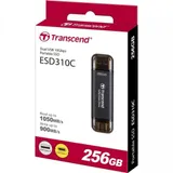 Transcend External SSD ESD310C, 256GB, Type C/A, USB 10Gbps (3.2 Gen2), R/W 1050/950MB/s, 71x20x8mm, 11g, Black (5 лет) ESD310C - это самый маленький портативный твердотельный накопитель Transcend,