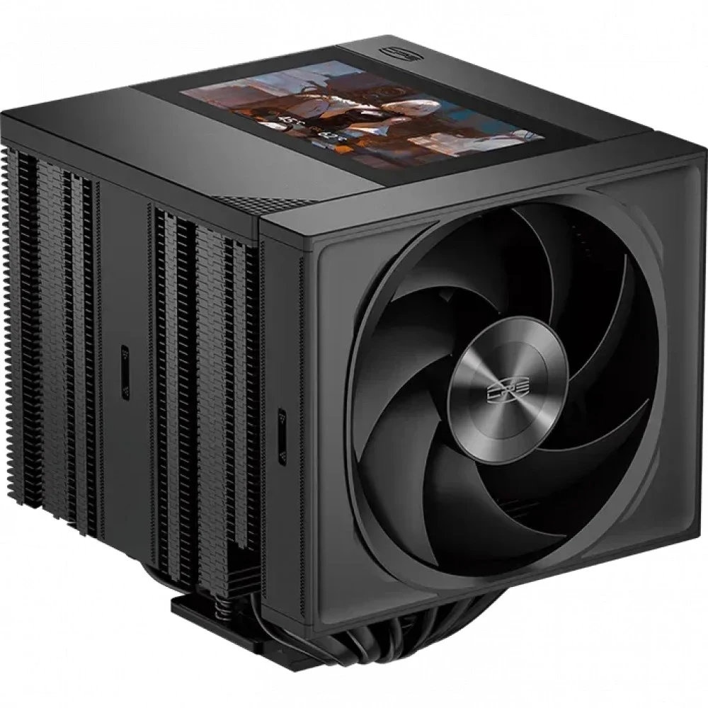 Кулер для процессора/ CPU Cooler PCCooler RZ820 Display BK (290W, 4-pin PWM, LED, 169mm, Al/Cu, 8x6mm, 1x140mm + 1x150mm, 71.9/78.7CFM, 27.1/35.8dBA, 1500/2500RPM, S: 1851/1700/1200/115X/20XX, AM5/A