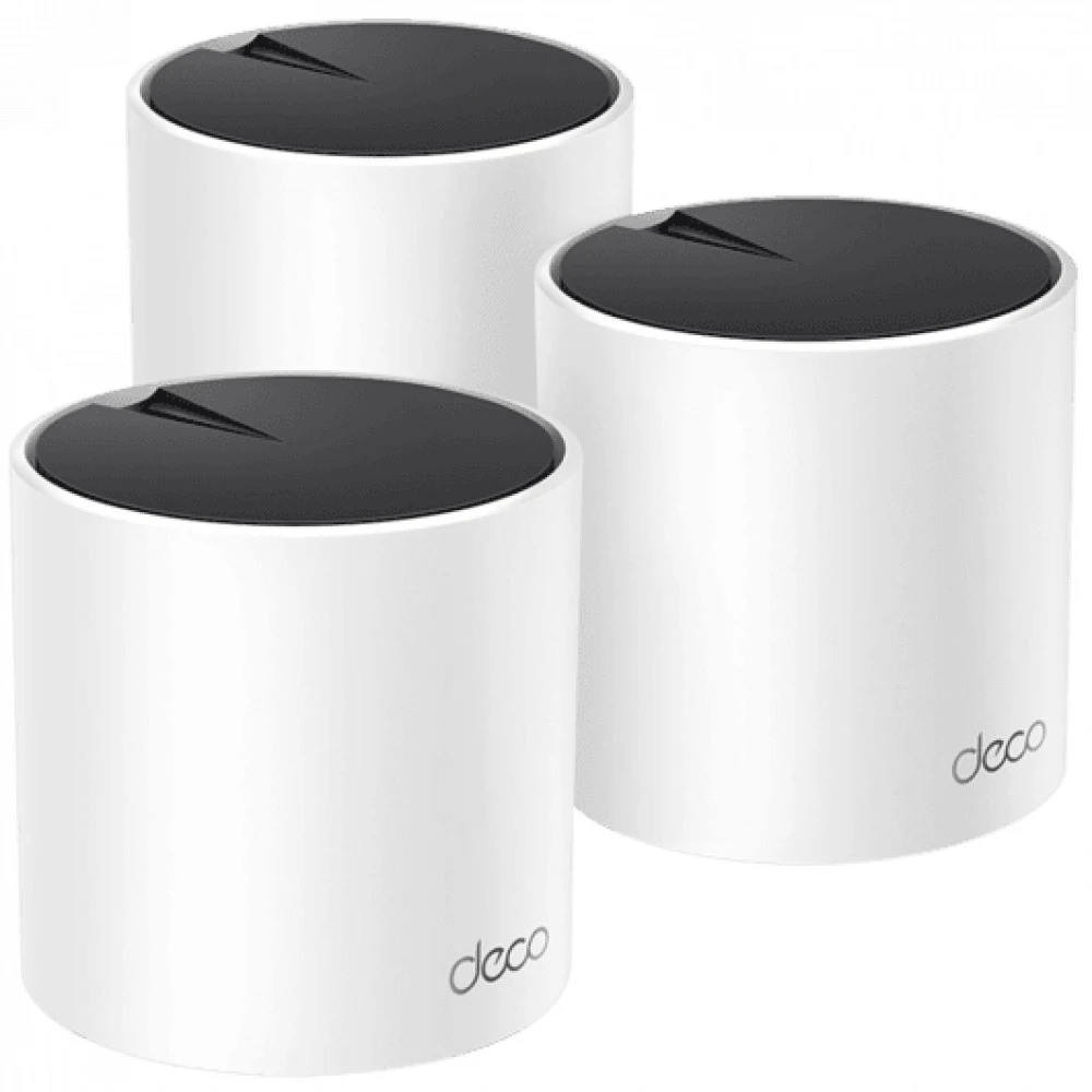 Домашняя Mesh Wi-Fi система GbE AX3000 Tp-Link Deco X55 (3 устройства) &lt Бесшовный роуминг, Wi-Fi 6, 5 ГГц: до 2402 Мбит/с (802.11ax), 2,4 ГГц: до 574 Мбит/с (802.11ax), 802.11ax/ac/a/b/g/n, 3 гиг