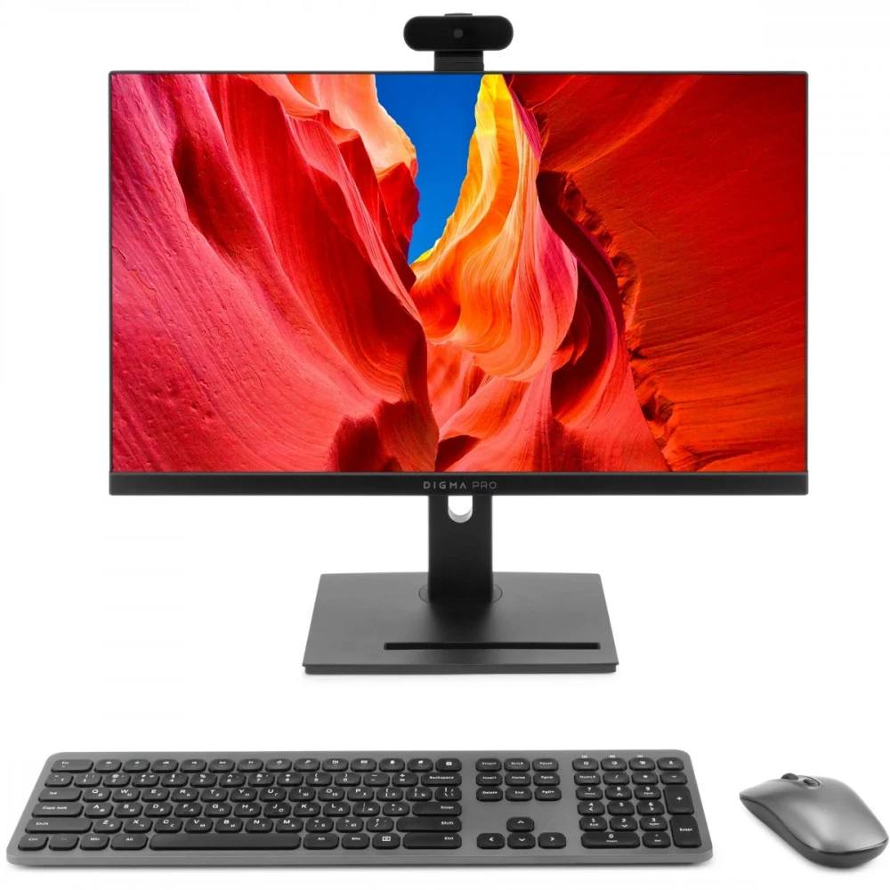 Моноблок Digma Pro Vision 23.8" Full HD Ryzen 3 5425U (1.8) 16Gb SSD512Gb RGr CR Windows 11 Pro Eth WiFi BT 90W клавиатура мышь Cam черный 1920x1080