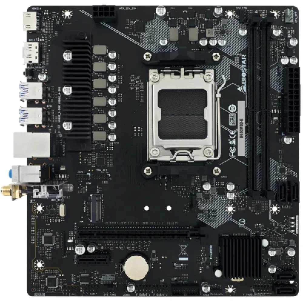 Материнская плата Biostar B650MS2-E SocketAM5 AMD B650 2xDDR5 mATX AC`97 8ch(7.1) 2.5Gg RAID+HDMI+DP