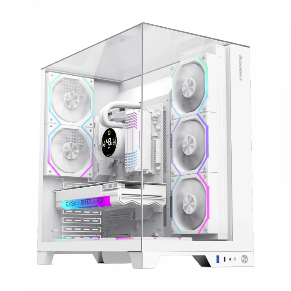 Компьютерный корпус, Gamemax, Infinity Pro WH, 14100903091, Mid Tower, ATX/m-ATX/ITX, USB 3.0*1/ Type-C*1/ HD Audio, 5*120мм ARGB вентиляторы, Высота процессорного кулера 160мм, Длина VGA 400мм, Кол