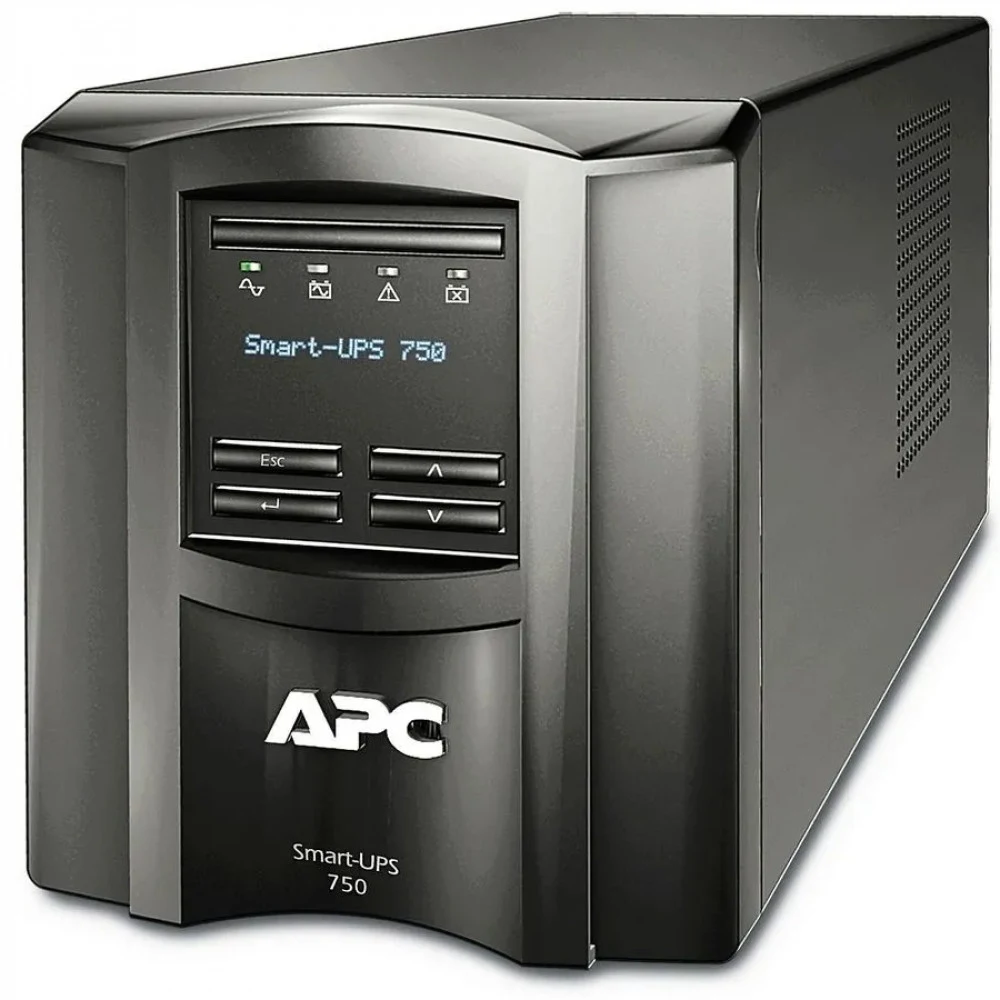 Источник бесперебойного питания, APC, Smart-UPS SMT750IC, Линейно-интерактивный, Напольный, Мощность 750ВА/500Вт, 230В, Вых: 6 x IEC C13, RBC48, SmartConnect Port+SmartSlot, AVR, LCD, Чёрный