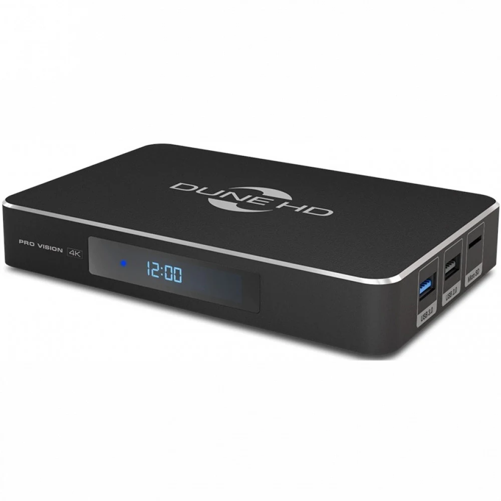 Медиаплеер/ Mediaplayer Dune HD Pro Vision 4K: UltraHD/60 Hz/HDR/HDR10+/Dolby Vision, CPU Amlogic S905X4-J, RAM 4 Gb, Flash 64 Gb, 1xUSB3.0, 1xUSB2.0, microSD, LAN 1000Mb/s, WiFi 802.11ac, BT 5.0, H
