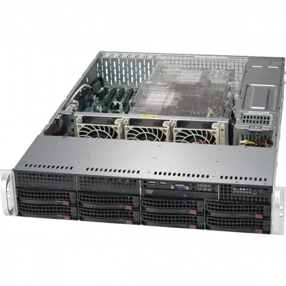 Сервер 2U Rack Supermicro CSE-825TQC-R1K23LPB/X12DPL-6/2x Intel Xeon 4309Y 8 core 2.8Ghz/2x 32GB DDR4 RDIMM/LSI-9440-8i RAID 0 1 5 10 50/1x 480GB SSD M.2/2x1 Gbe LAN Rj45/2x1200W