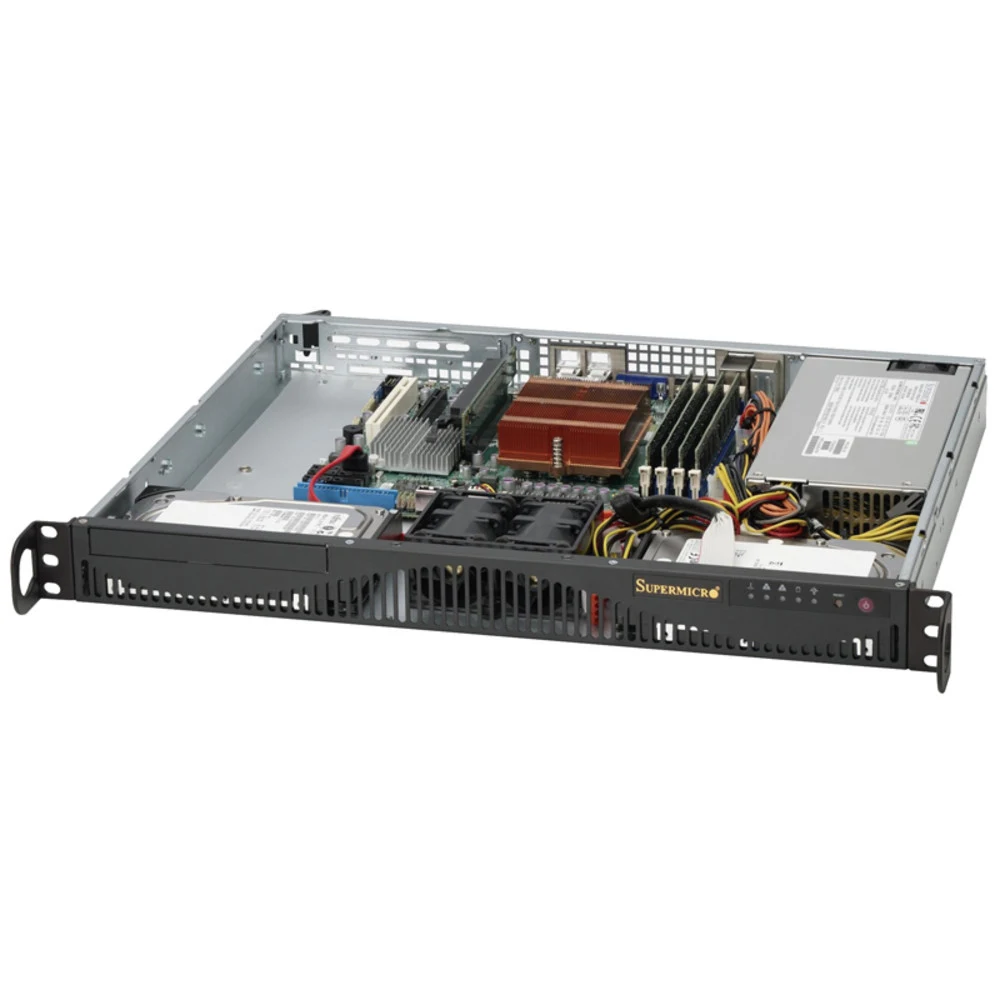 Сервер 1U Rack Mini CSE-512F-350B/A2SDi-4C-HLN4F/Intel Atom Processor C3558 4 core 2.2Ghz 8Mb cache/16GB DDR4 Non ECC UDIMM/1x 480GB SSD m.2/Quad LAN with Intel® C3000 SoC, 1Gb/350W Power Supply