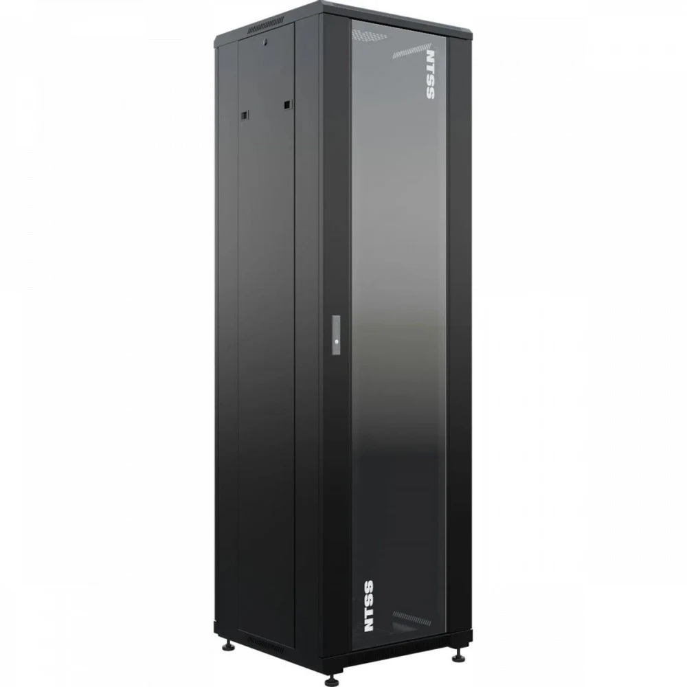 Шкаф коммутационный NTSS Премиум (NTSS-R42U6060GS-BL) напольный 42U 600x600мм пер.дв.стекл металл 900кг черный 510мм 86кг 1987мм IP20 сталь