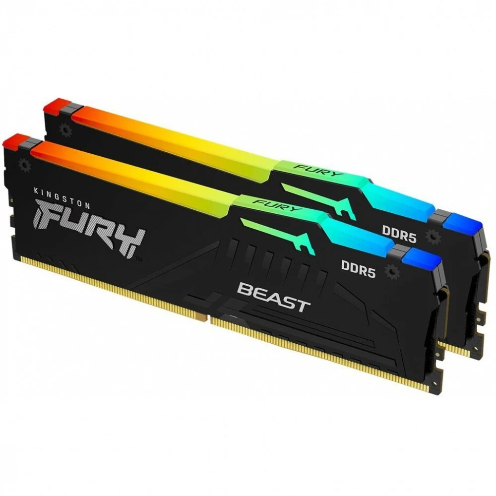 Модуль памяти Kingston 16GBDDR5 6000 DIMM FURY Beast RGB EXPO Gaming Memory KF560C36BBEAK2-16 Non-ECC, CL36 , 1.35V, (Kit of 2) 1RX16 36-38-38 288-pin 16Gbit, RTL