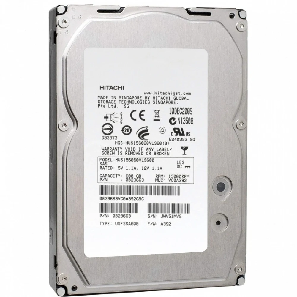 Жесткий диск Hitachi 600GB 15K 6G SAS LFF HDD [HUS156060VLS600], HUS156060VLS600 0B23663 HUS156060VLS600-REF
