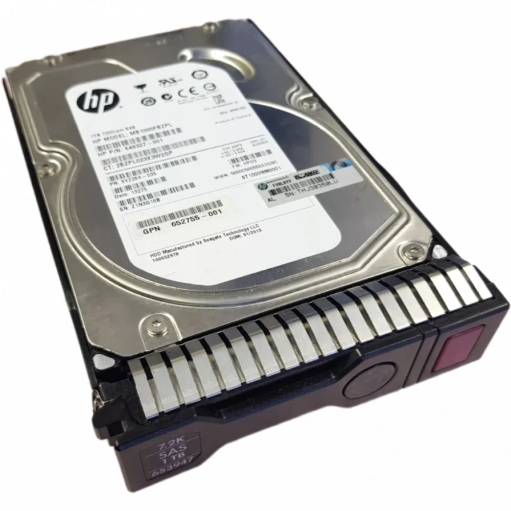 Жесткий диск HP 1TB 7.2K 3.5 SAS SC [652753-B21], 652753-B21 653947-001 MB1000FAMYU MB1000FBZPL 649327-001 507613-001 695507-001 MB1000FCWDE 743402-001 652753-B21-REF