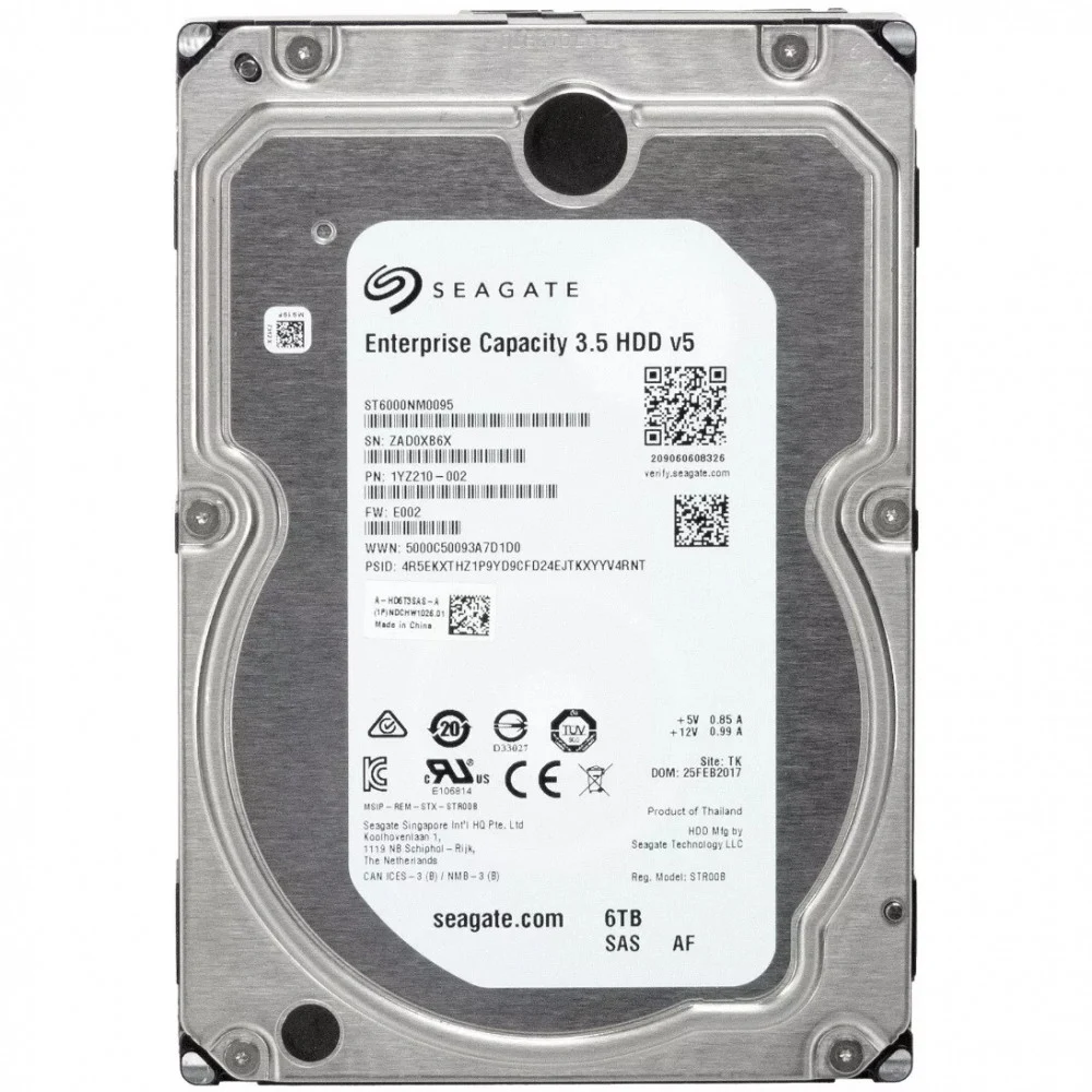 Жесткий диск/ RECERTIFIED HDD Seagate SAS 6Tb Enterprise Capacity 7200 12Gb/s 256Mb 1 year warranty (replacement ST6000NM0034, ST6000NM029A, ST6000NM020B, MG08SDA600E, MG06SCA600E) RECERTIFIED