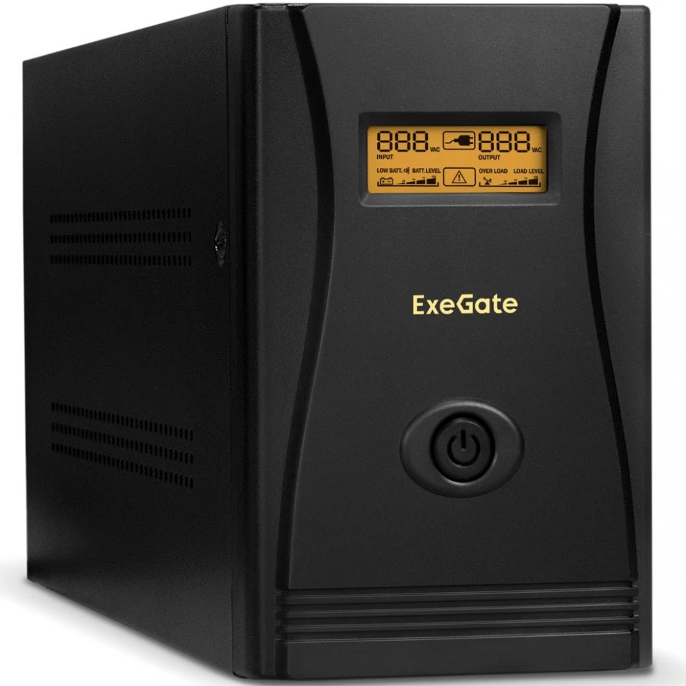 ИБП ExeGate SpecialPro Smart LLB-1000.LCD.AVR.4SH.RJ.USB (1000VA/650W, LCD, AVR, 4*EU/Тип F(Schuko),RJ45/11,USB, батарея 12V 7.2Ah - 2 шт., металлический корпус, Black)