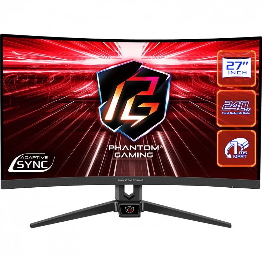 Монитор из серии PHANTOM GAIMING 27" ASRock PG27F15RS1A VA 1920x1080@240Hz 1мс 300cd/m2 3000:1 Curved 1500R, HDR 400, 2xHDMI DP Встроенные колонки 2Wx2, Регулировка высоты, Black