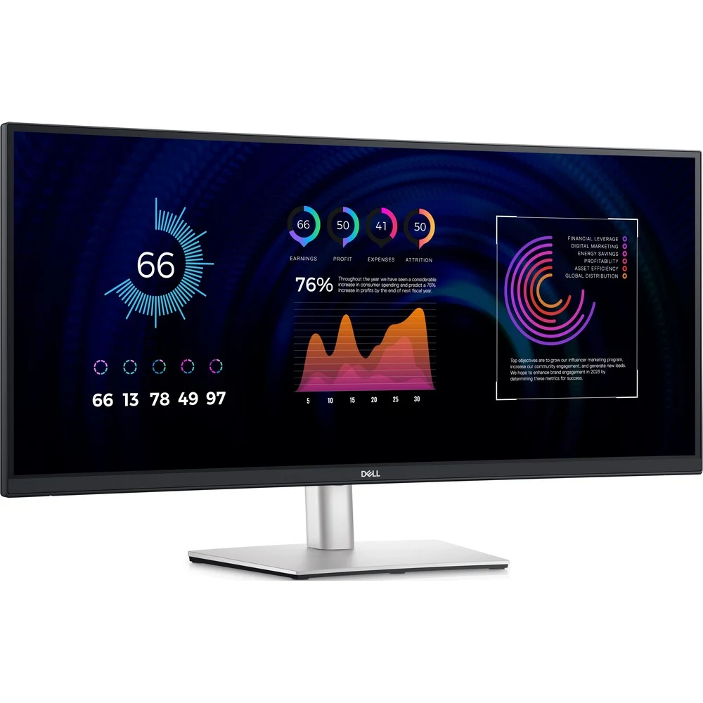 Монитор Dell 34" P3424WE Curved S/BK(IPS 21:9 3440x1440x60Hz 300cd/m2 1000:1 5ms 178/178 1.07bill DP1.2(HDCP2.3),HDMI2.3,Type-C,5xUSB 3.2(Gen1) RJ45 HAS Tilt Swiv VESA)
