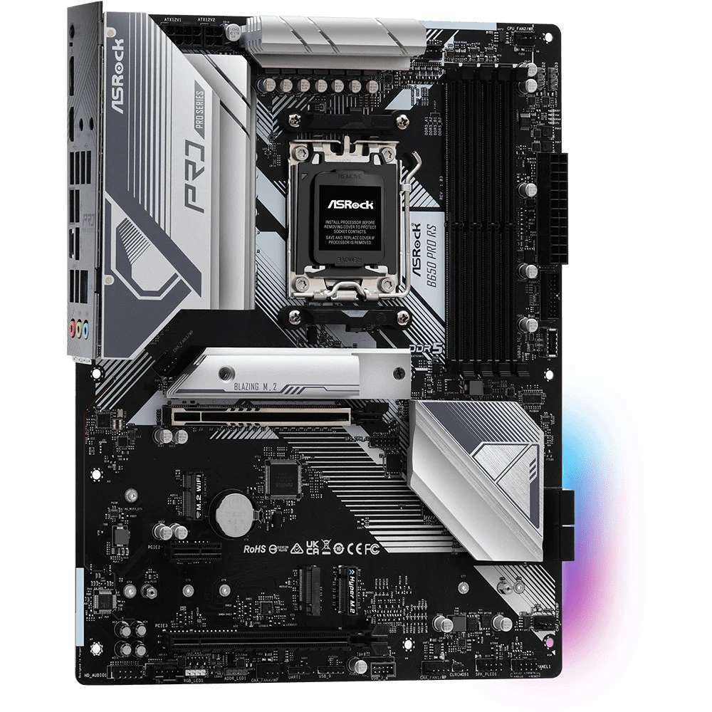 Материнская плата ASRock B650 PRO RS, Socket AM5, AMD B650, 4xDDR5-5200, HDMI+DP, 2xPCI-Ex16, 1xPCI-Ex1, 4xSATA3(RAID 0/1/10), 3xM.2, 8 Ch Audio, 1x2.5GLan, (6+3)xUSB2.0, (3+2)xUSB3.2, (1+1)xUSB3.2