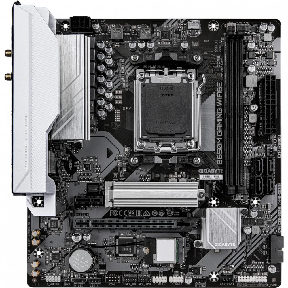 Матплата Gigabyte B650M Gaming WiFi6E, AM5, mATX, 2DDR-5, 1xPCI-Ex16, 4SATA3, M.2, HDMI, VGA, 12USB