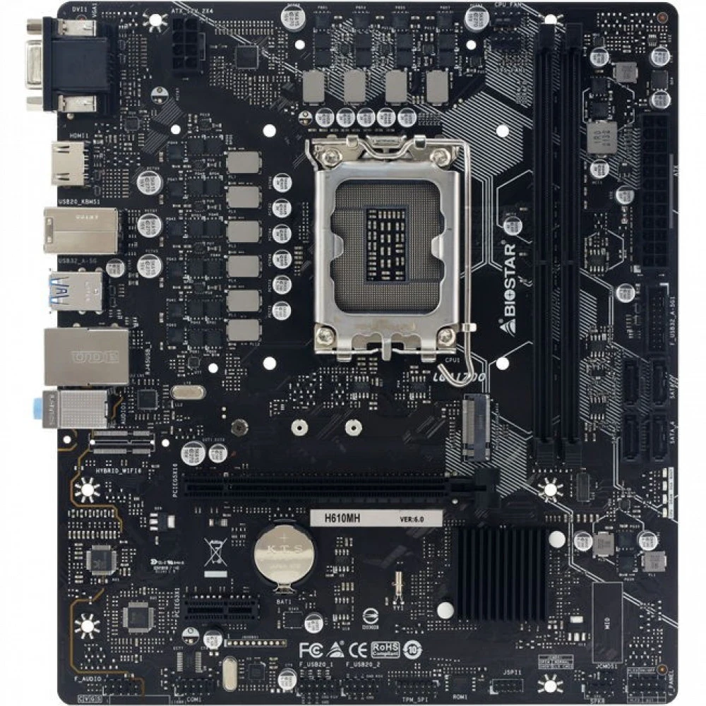 Материнская плата Gigabyte H610M H, Socket 1700, Intel®H610, 2xDDR5-4800, D-SUB+HDMI, 1xPCI-Ex16, 1xPCI-Ex1, 4xSATA3, 1xM.2, 8Ch Audio, GLan, (4+4)xUSB2.0, (2+2)xUSB3.2, 2xPS/2, mATX, RTL