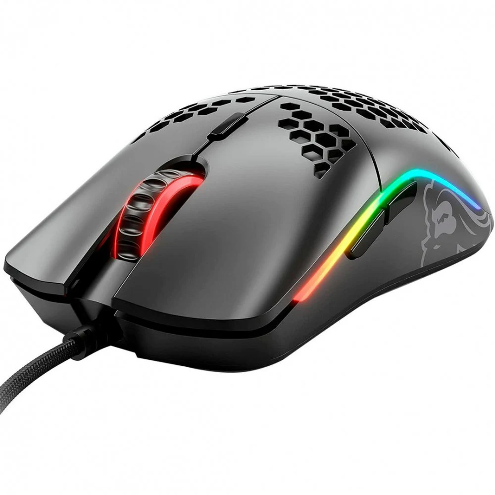 Компьютерная мышь, Glorious, Model O, GO-BLACK, Игровая, Оптическая, Проводная, Pixart PMW-3360 Sensor, 12000 DPI, 250+ IPS, 50G, 1000 Hz, RGB, 6 кнопок, Длина провода 2м, Матовый черный