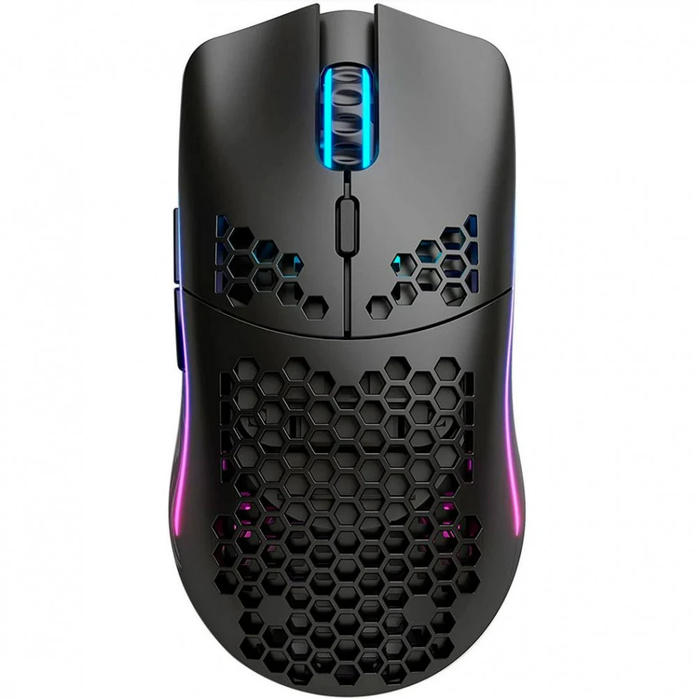 Компьютерная мышь, Glorious, Model O Wireless, GLO-MS-OW-MB, Игровая, Оптическая, Беспроводная, Glorious BAMF Sensor, 19000 DPI, 400 IPS, 50G, 1000 Hz, RGB, 6 кнопок, Длина провода 2м, Матовый черны
