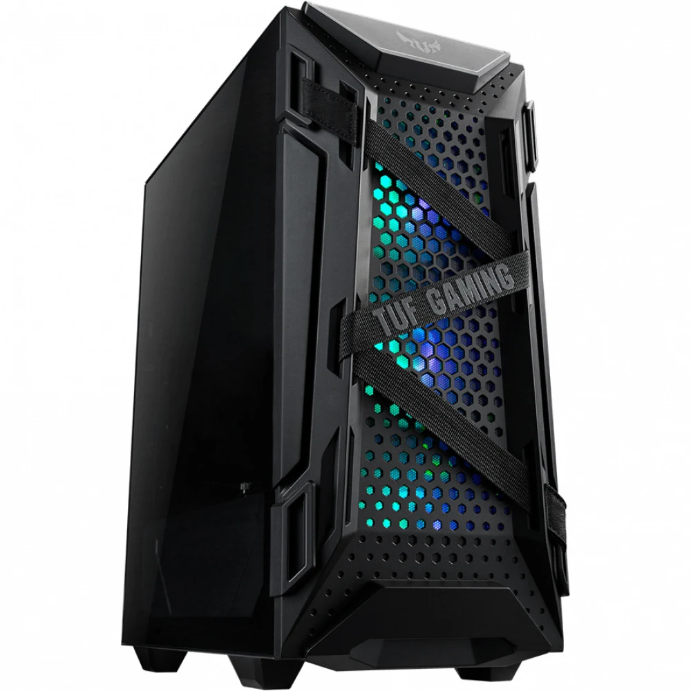 ASUS TUF GAMING GT301 mid-tower compact case with tempered glass side panel, honeycomb front panel, 120mm AURA Addressable RGB fan, headphone hanger and 360mm radiator support.7.2 Kg