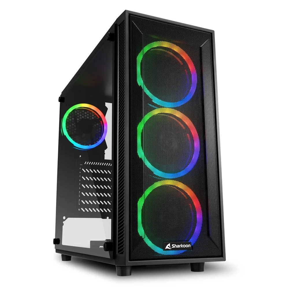 Корпус ПК без БП Sharkoon TG4M RGB &lt ATX, 2x3.5, 4x2.5, 2xUSB 3.0, Audio, 3x120mm ARGB F/P, 1x120mm ARGB R/P, 455*200*430mm&gt