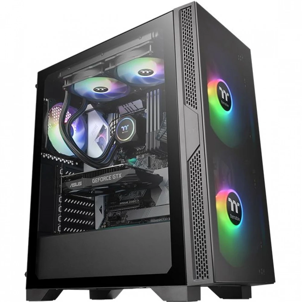 Компьютерный корпус, Thermaltake, Versa T25 TG, CA-1R5-00M1WN-00, Mid-Tower, M-ATX/Mini-ITX/ATX, USB 3.0*1, USB 2.0*2, HD-Audio, 1*120мм вентилятор, Максимальная длина видеокарты 300мм, Максимальная