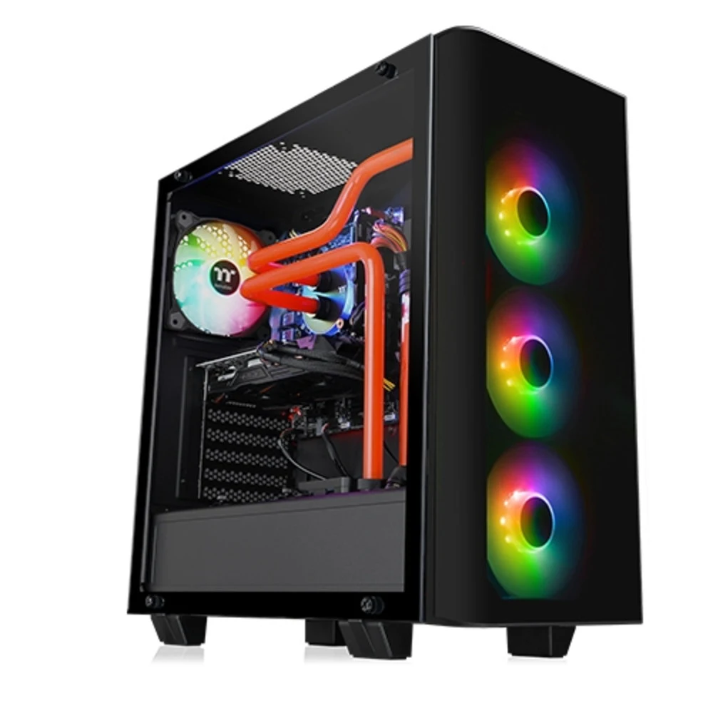 Компьютерный корпус, Thermaltake, View 21 TG RGB Plus, CA-1I3-00M1WN-05, ATX/Micro ATX/Mini-ITX, USB 2*3.0, HD-Audio, 1*120 мм RGB (зад.панель) / 3*120 мм RGB (перед.панель), Высота процессорного ку