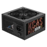 Блок питания, Aerocool, KCAS PLUS 800W, 800W, ATX, Bronze, APFC, 20+4pin, 4+4pin, 7*Sata, 4*Molex, 4*PCI-E 6+2pin, Вентилятор 12см, Кабель питания, Чёрный