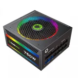 Блок питания, Gamemax, RGB 750W Rainbow, 210507000035, 750W, ATX, 80 Plus Gold, APFC, 20+4 pin, 4+4pin, 8*Sata, 3*Molex, 1*FDD, 2*PCI-E 6+2 pin, Вентилятор 14 см, Подсветка RGB, Кабель питания, Чёрн
