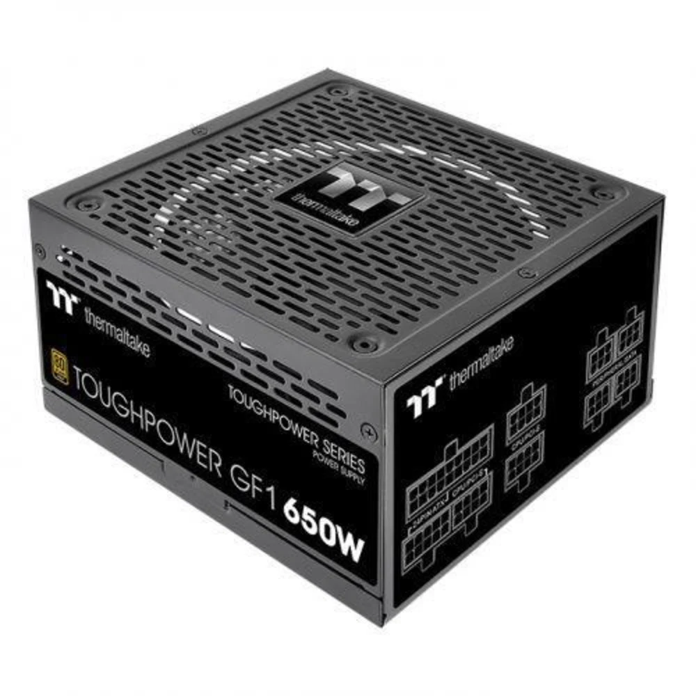 Блок питания, Thermaltake, Toughpower GF1 650W, PS-TPD-0650FNFAGE-1, 650W, ATX, Gold, APFC, 20+4 pin, 4+4pin, 9*Sata, 4*Molex, 4*PCI-E 6+2 pin, FDD, Modular, Вентилятор 14 см, 150х86х160мм, Чёрный
