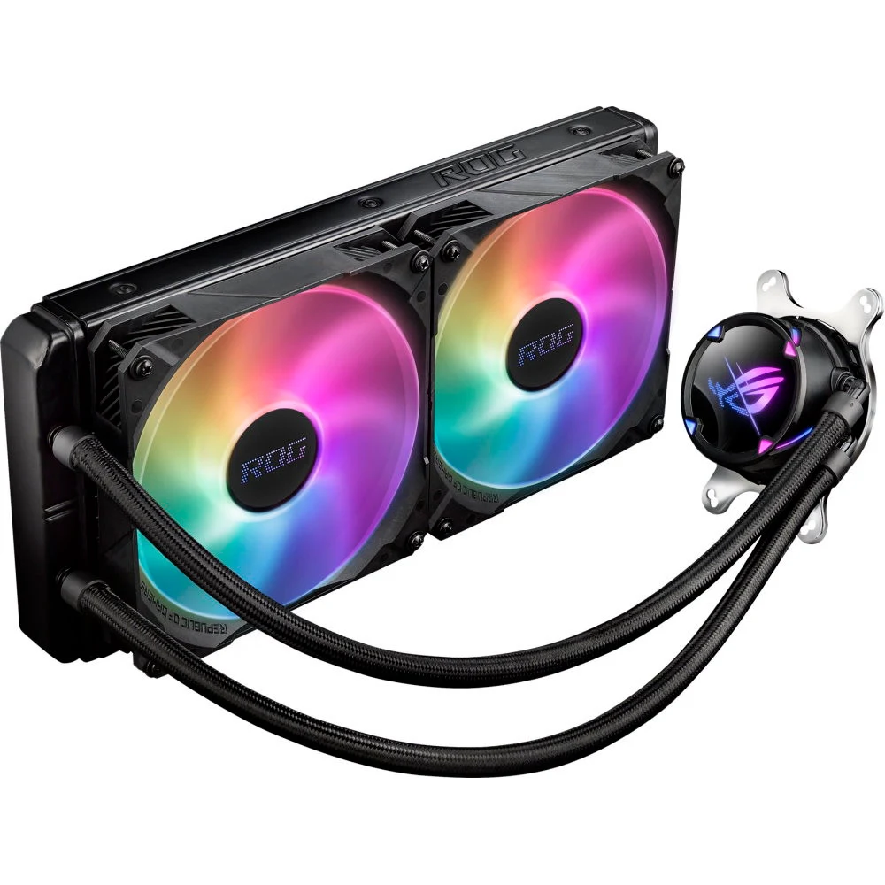 СЖО Asus ROG Strix LC II 280 ARGB, S115X/1366/2011/2066/AM4/TR4, 2x14cm,3+4pin,Al+Cu,2100rpm,35.7dB