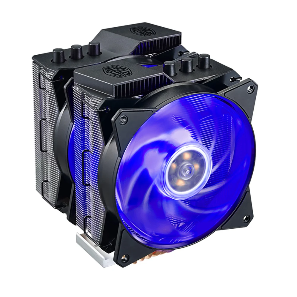 Cooler Master MasterAir MA621P TR4 Edition (250W, 4-pin, 165mm, tower, Al/Cu, RGB, fans: 2x120mm/53.4CFM/31dBA/1800rpm, sWRX8/SP3/TR4, RGB Controller)