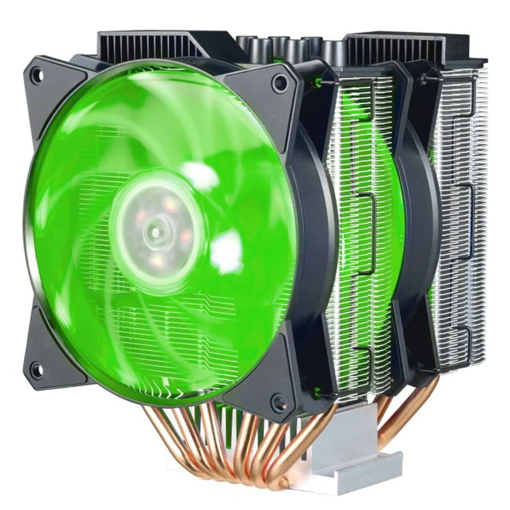 Кулер/ Cooler Master MasterAir MA620P (200W, 4-pin, 165mm, tower, Al/Cu, RGB, fans: 2x120mm/53.4CFM/31dBA/1800rpm, 2066/2011-v3/2011/1366/1200/115x/775/AM4/AM3+/AM3/AM2+/AM2/FM2+/FM2/FM1, RGB Contro