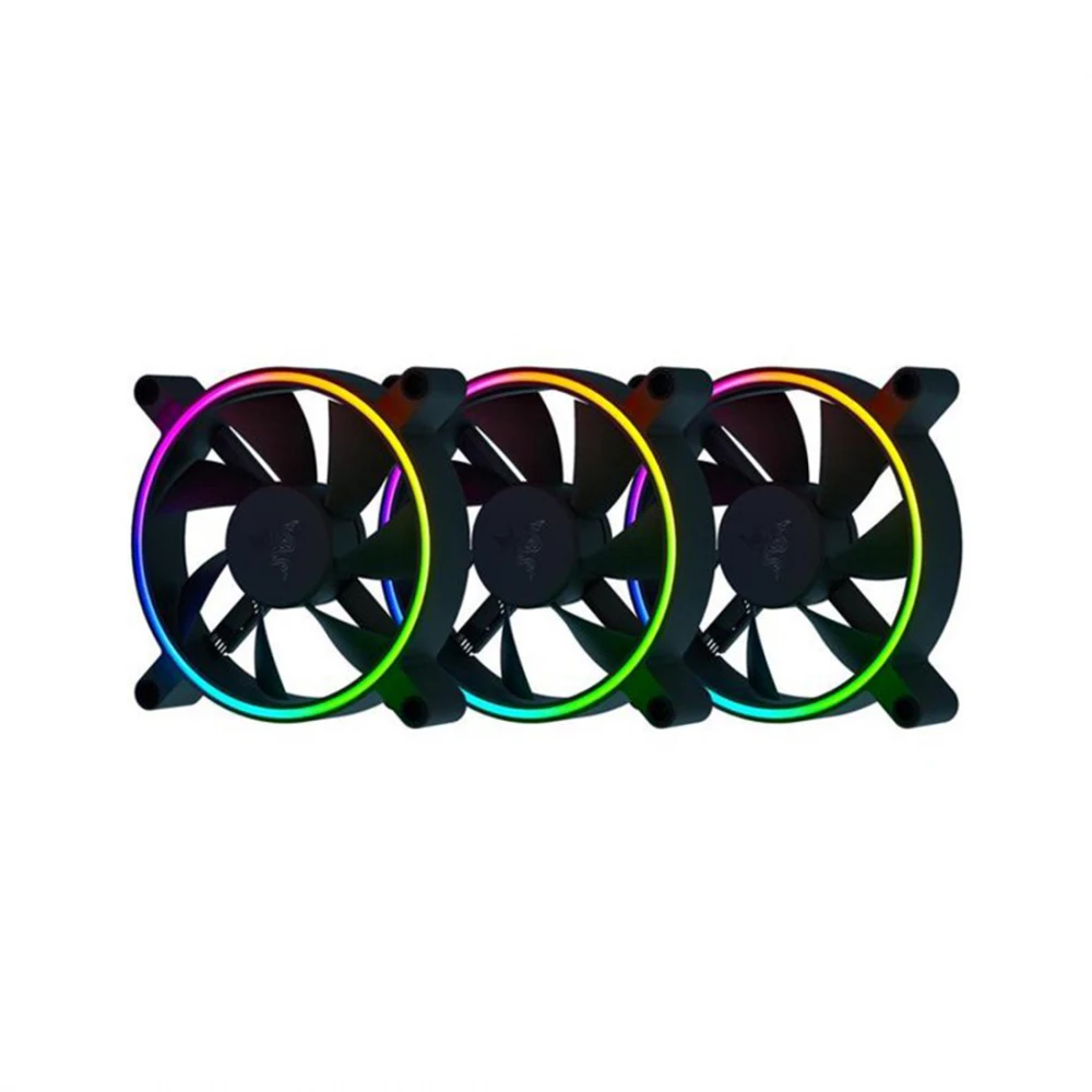 Кулер для компьютерного корпуса, Razer, Kunai Chroma 120MM aRGB LED PWM Performance Fan - 3 Fan, RC21-01810100-R3M1, Вентилятор 120мм, время работы 60 000 часов, Подсветка ARGB, 182 гр, Габариты 120