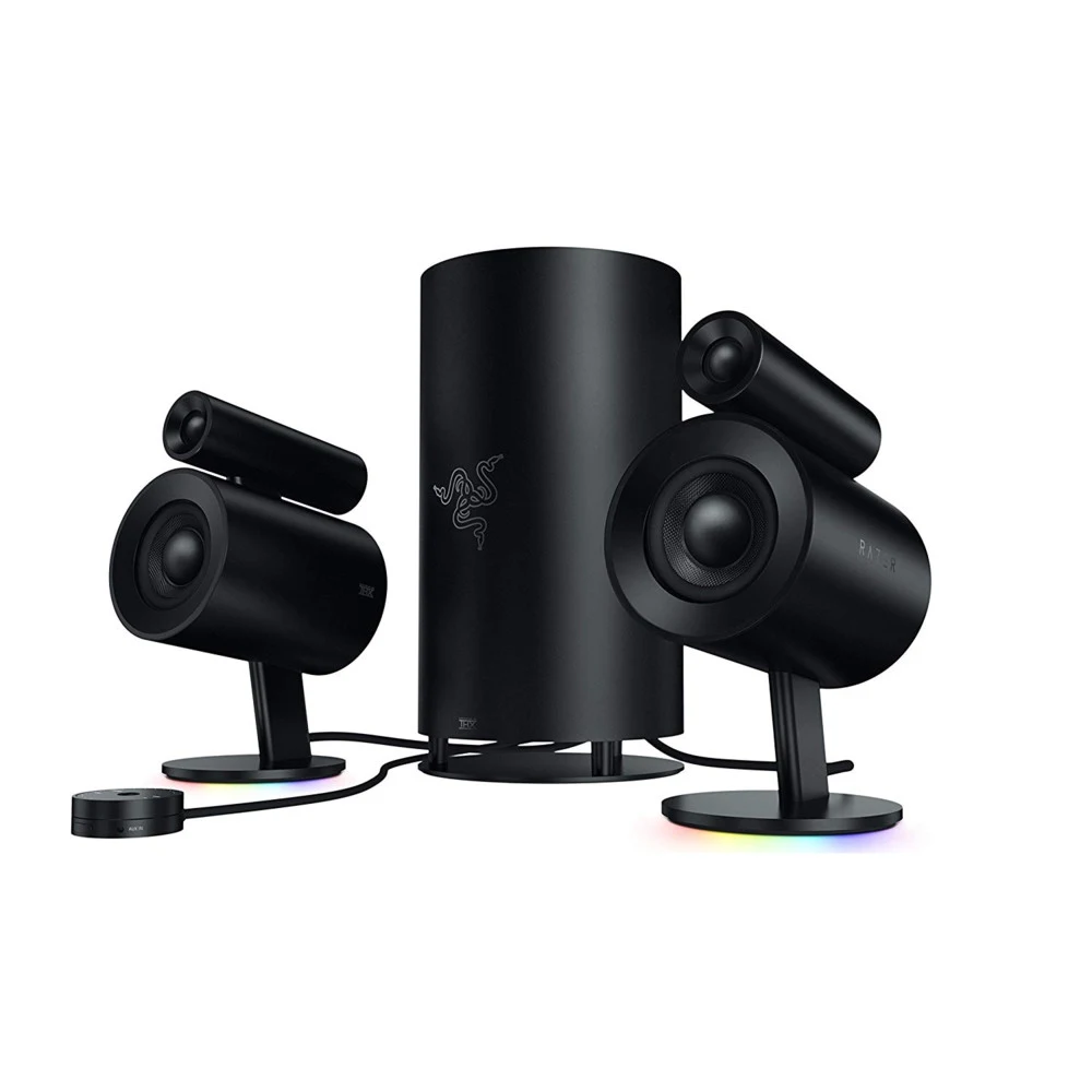 Колонки, Razer, Nommo Pro, RZ05-02470100-R371, 35 – 20 000 Гц, 2 x 3" широкополосных динамика (по 1 на колонку), 2 x 0.8" твитера с шелковой купольной мембраной (по 1 на колонку), 1 x направленный в