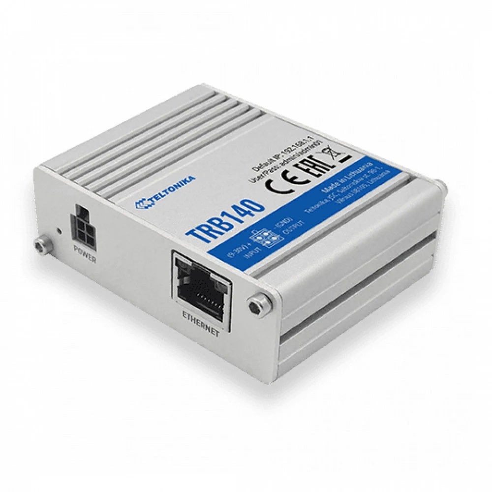 Шлюз TELTONIKA/TRB140 LTE шлюз промышленный (IP30 -40/+75 ̊ C)/4G/LTE (Cat 4), 3G, 2G/1 x RJ45, 10/100/1000Mbps/1 x Mini SIM - 2FF/1 x MicroUSB/1 х SM
