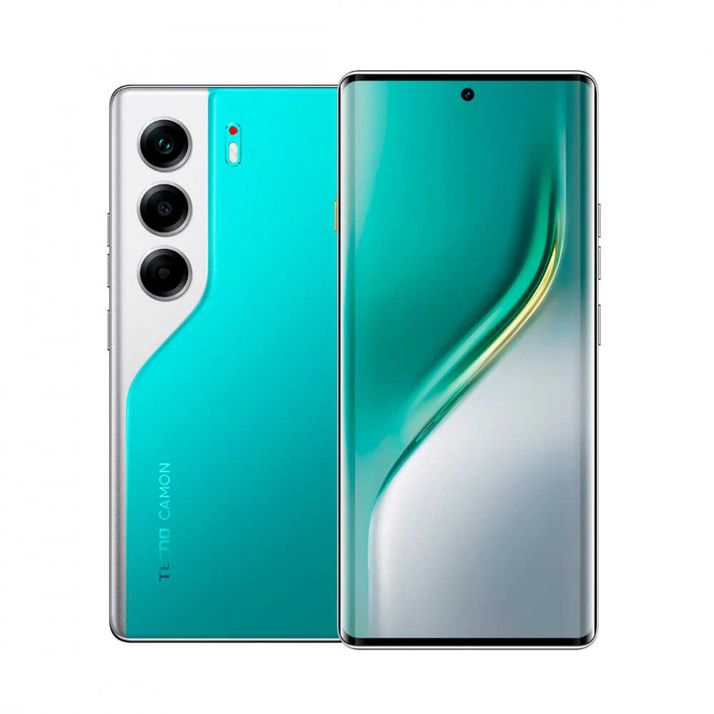 Мобильный телефон, TECNO, CAMON 40 Pro (CM6) 256+8 GB, 6.78" AMOLED, Аккумулятор 5200 мАч, 50MPx PDAF+ AI/50MPx, MediaTek Helio G100 Ultimate, 45W, Android 15, (Emerald Lake Green) зеленый