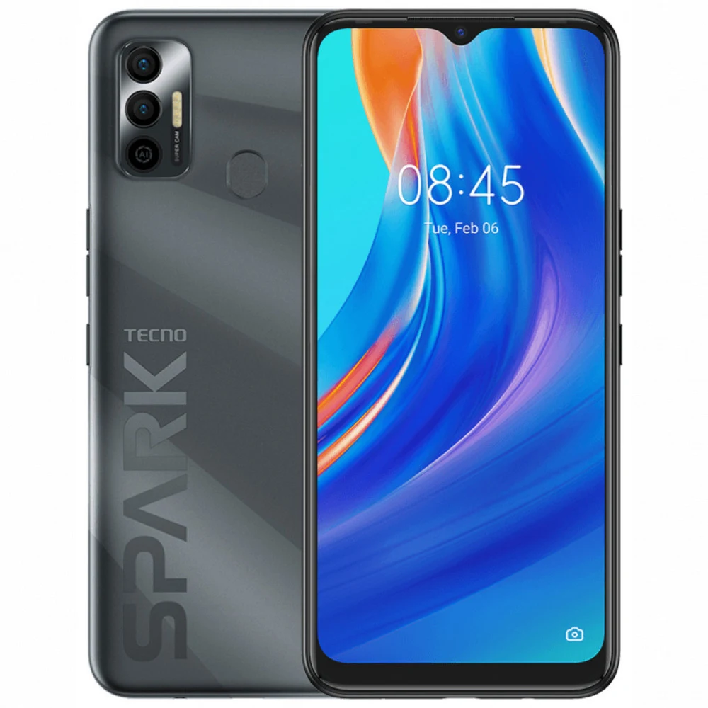Смартфон Tecno Spark 7, A11/1.8GHz+1.5GHz/4Gb RAM/64Gb ROM/6.5",1600x720/Wi-Fi/GPS/NFC/2xSIM,Black