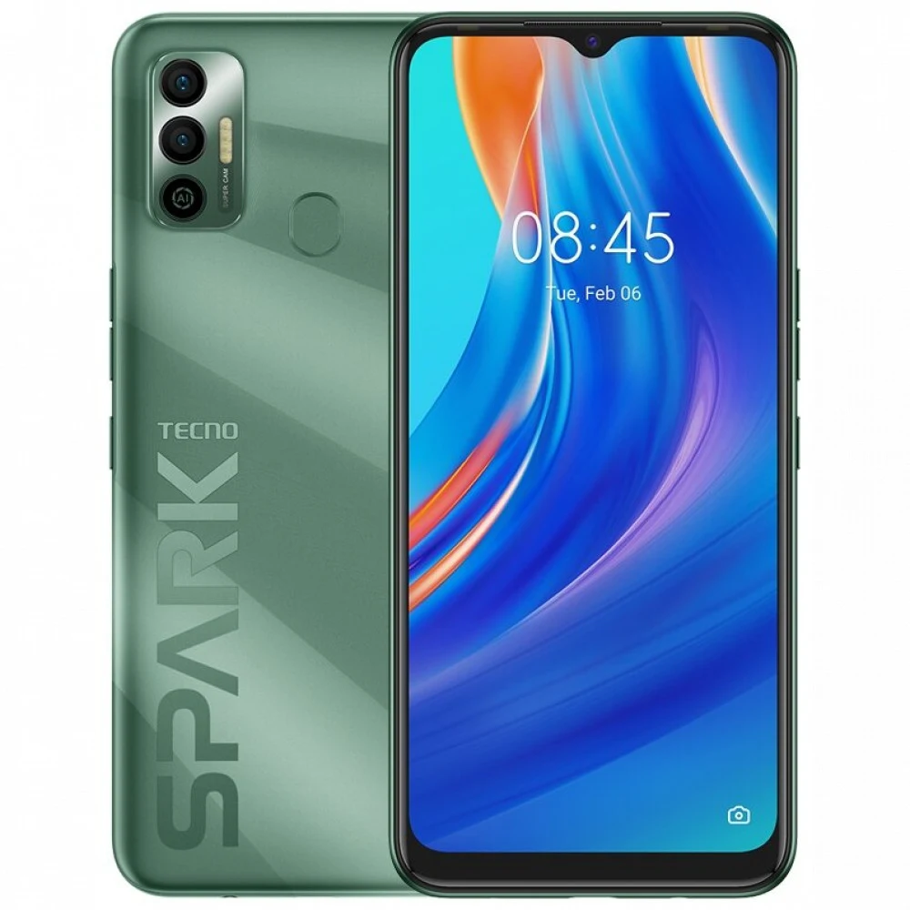 Смартфон Tecno Spark 7, A11/1.8GHz+1.5GHz/4Gb RAM/64Gb ROM/6.5",1600x720/Wi-Fi/GPS/NFC/2xSIM,Green
