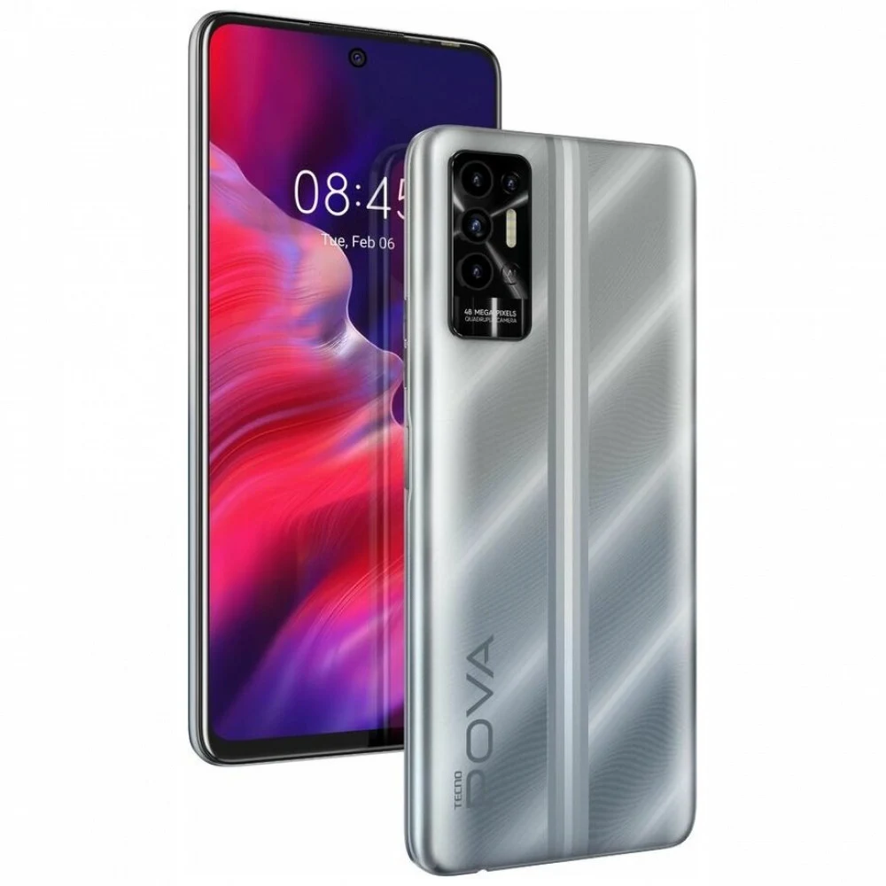 Смартфон Tecno Pova 2, G85 4/64GB, 6.9"IPS, 2460x1080, BT5.0, NFC, 2xSIM+microSD, Polar Silver
