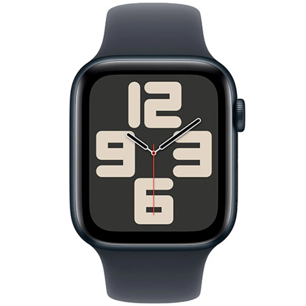 Apple Watch SE 2024 GPS 44mm Midnight Aluminium Case with Midnight Sport Band - M/L S/M Model A2723 (MXE3QI/A) (MXEK3QI/A)