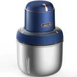 Беспроводной мини-комбайн, Deerma, Food Processor DEM-JR08, Мощность 220 Вт, Объемы чаш: 0.8, 1.0, 1.2 л, Функции: измельчение, нарезка, взбивание, очистка чеснока, Синий