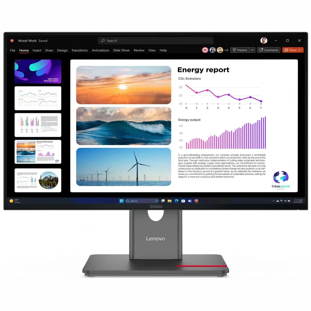 Монитор 23.8" Lenovo P24Q-40, Black, IPS, 2560x1440@120Hz, 300кд/м2,1500:1, 4ms, USB, USB-C, HDMI,DP
