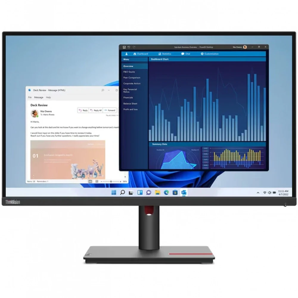 Монитор Lenovo 27" T27p-30 Black/Red, 16:9, IPS, 3840x2160, 4ms, 350cd, 60Hz, 1xHDMI, 1xDP, USB-C, 4xUSB, LAN, HAS